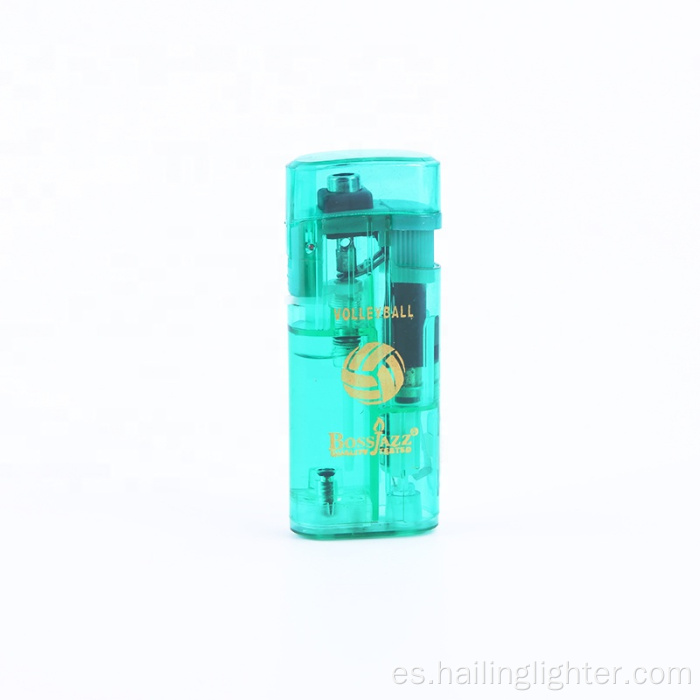 Encendedor de cigarrillos transparente LED recargable con llama a prueba de viento